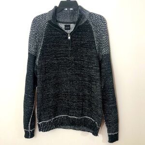 X29 J.B. HOLT PULLOVER TOP 1/4 ZIP UP BLACK WHITE SZ L